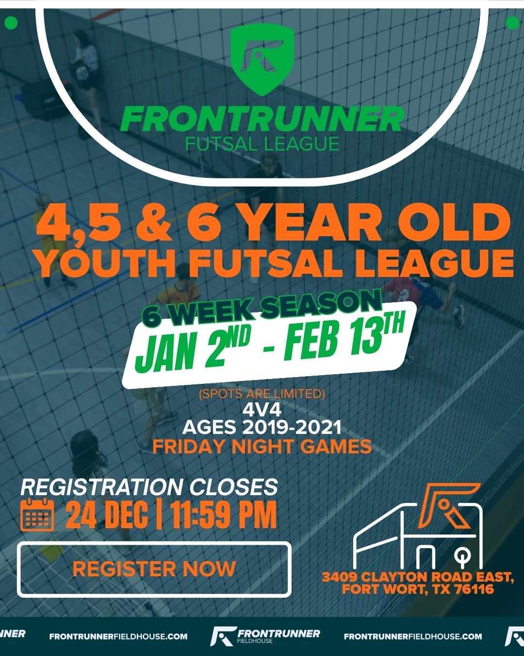 4, 5 and 6 Year Old Futsal League flyer